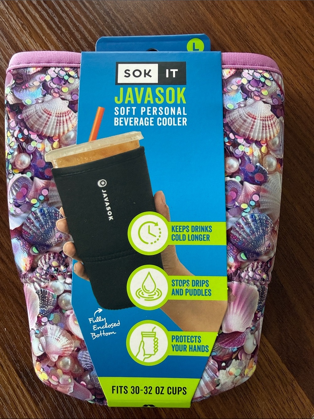 Javasok reusable insulating cold beverage sleeve  in Shimmering Shores